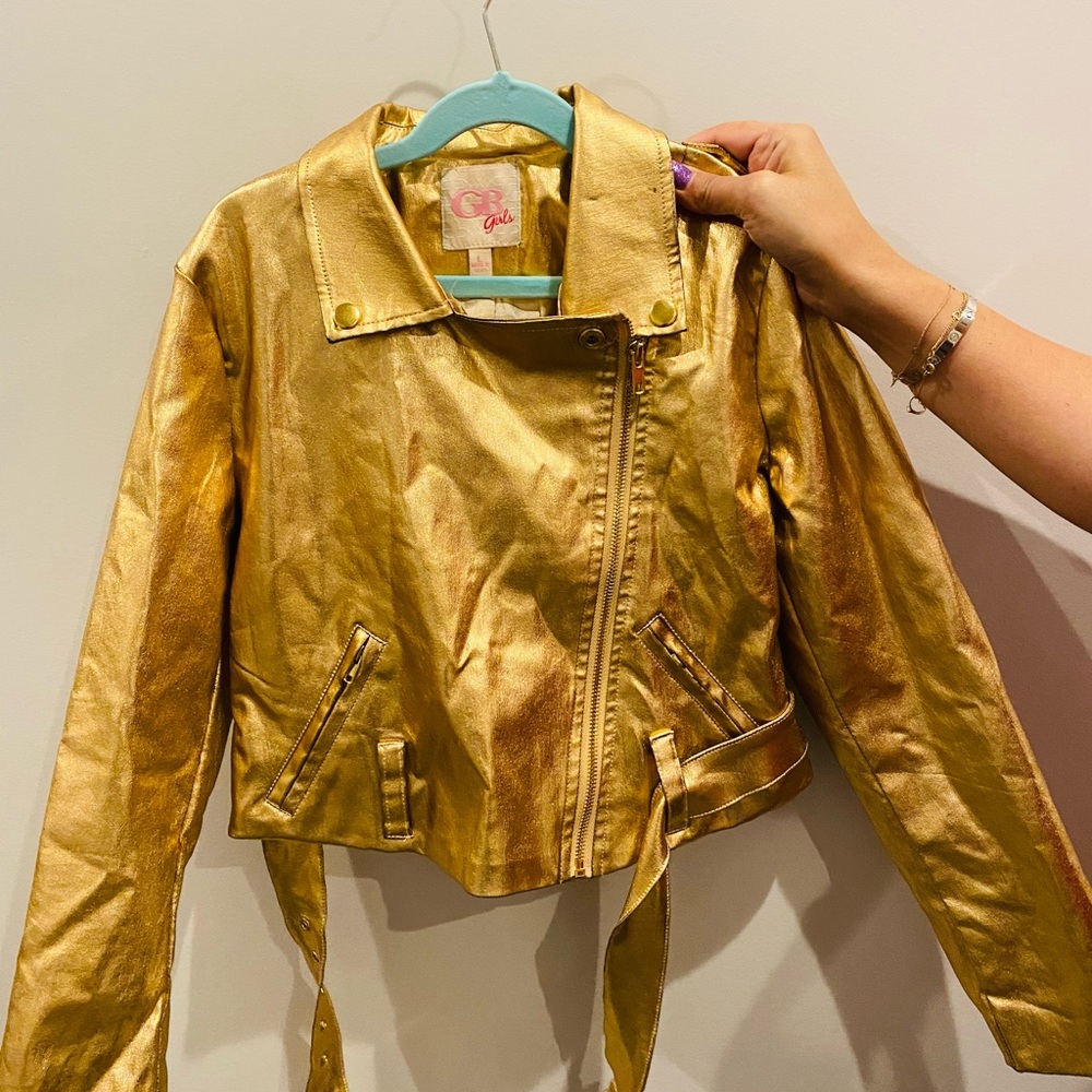 Leather jacket size large (10-12) kids Gold